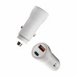 Wholesale 20W PD USB-C and USB-A 3.0A Quick Charge Dual 2 Port Car Charger for Phone, Tablet, Speaker, Electronic (Car - White)